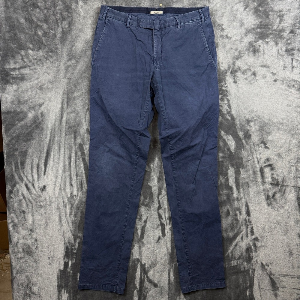 Boglioli Chino Trousers Men 48 Navy Blue Cotton Lycra Made in Italy Smart Casual